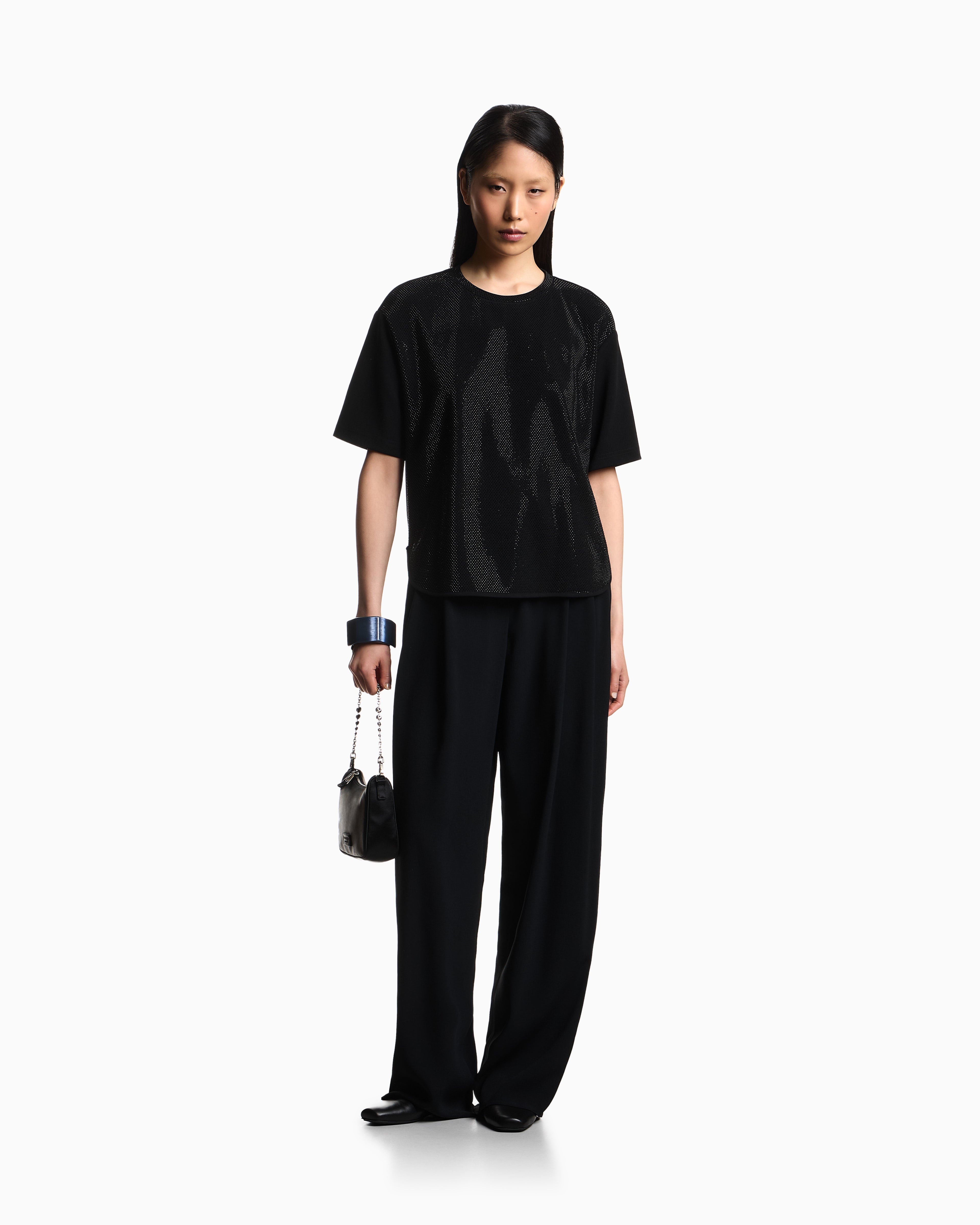 Emporio Armani Scuba crêpe T-shirt with micro studs