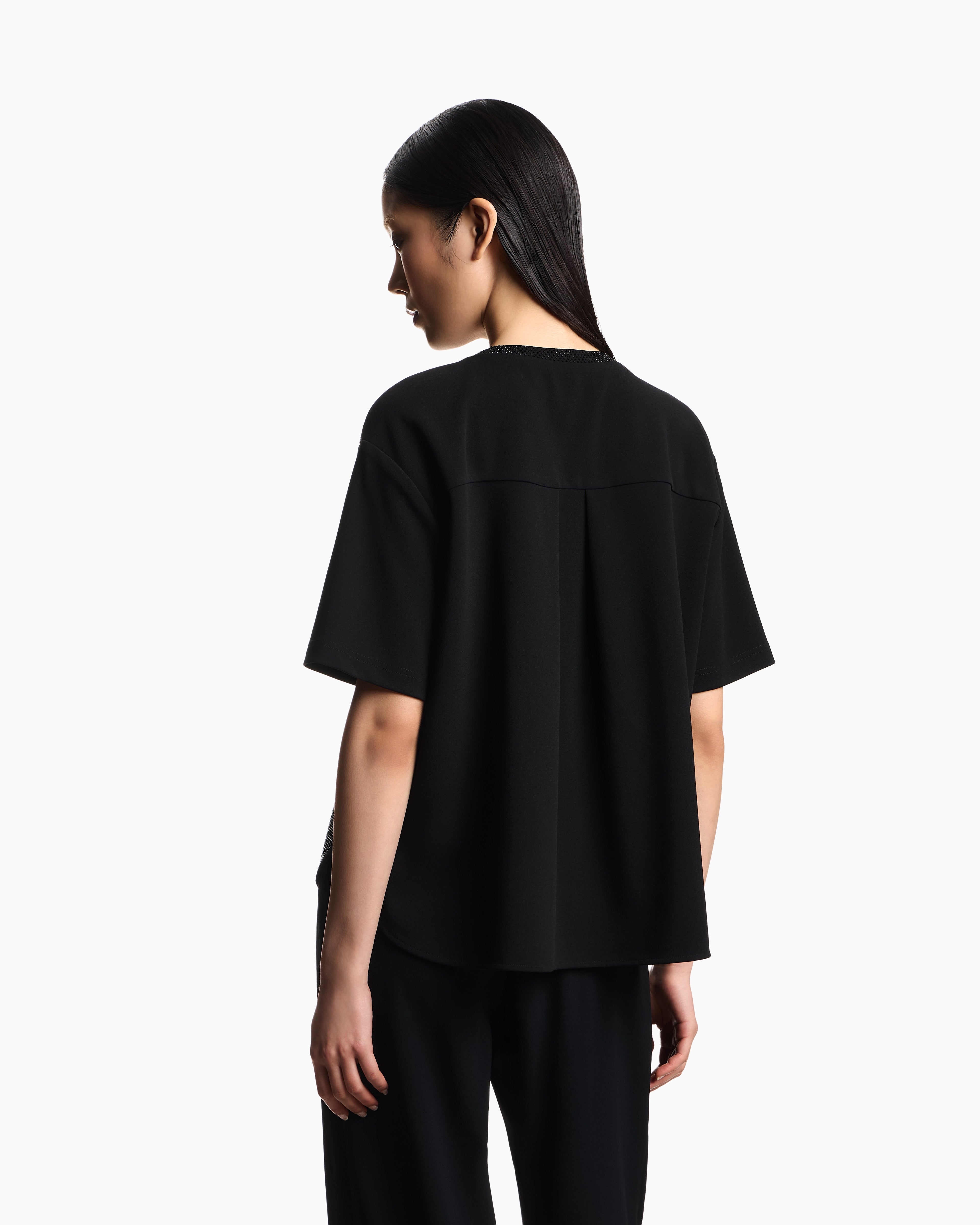 Emporio Armani Scuba crêpe T-shirt with micro studs