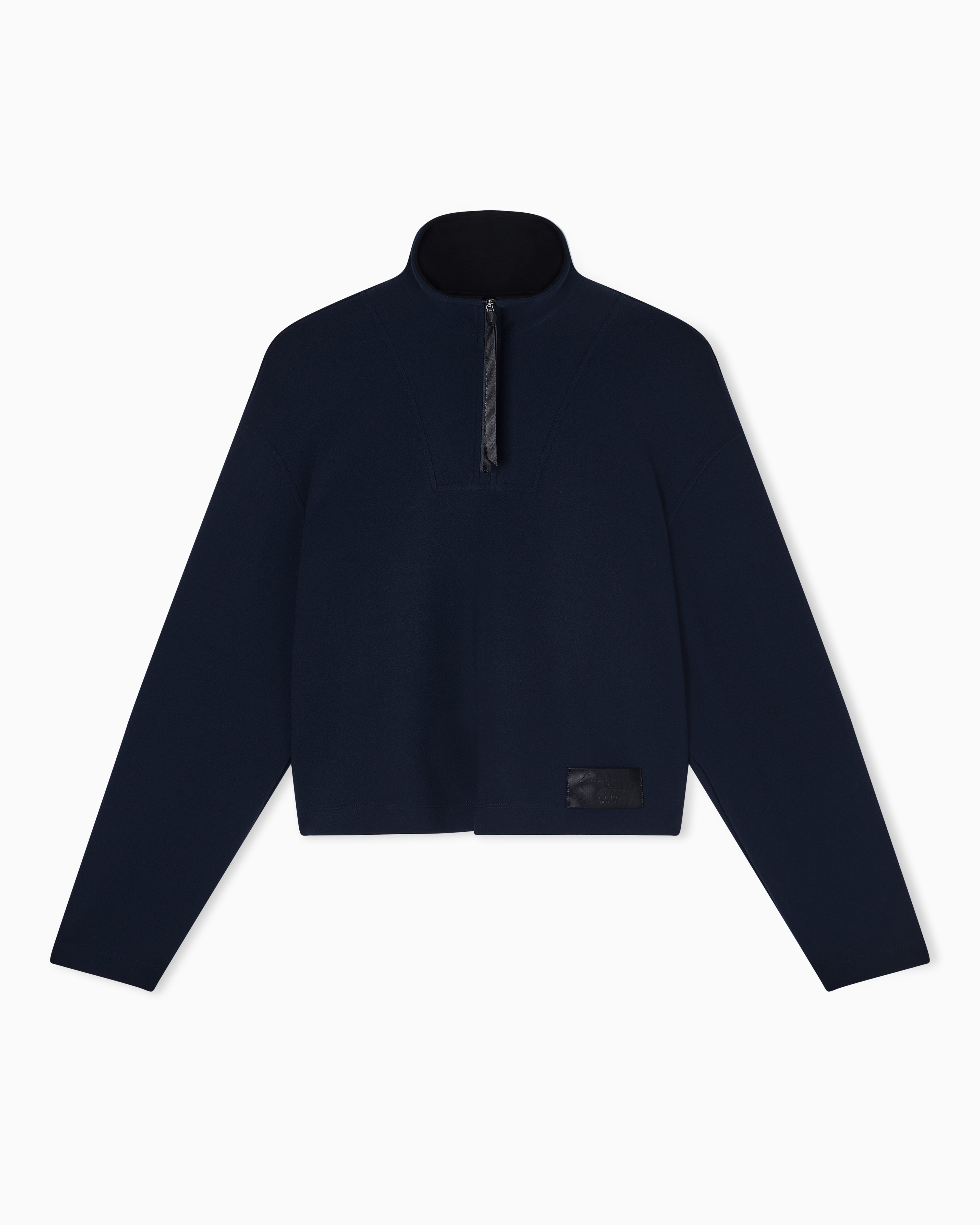 Emporio Armani Crêpe-jersey, zip-up sweatshirt