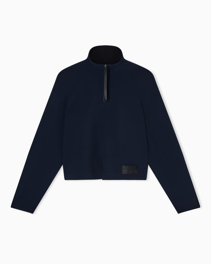 Emporio Armani Crêpe-jersey, zip-up sweatshirt