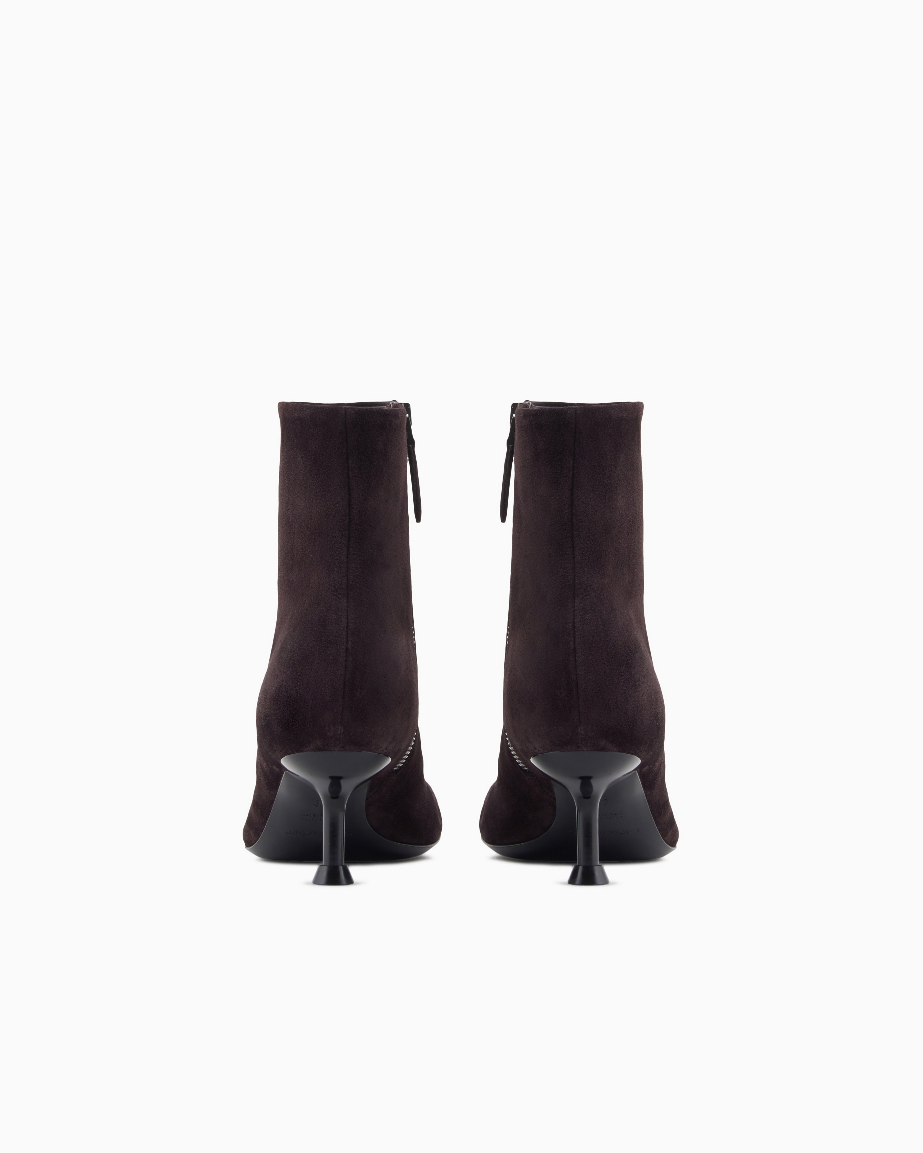 Emporio Armani New York Capsule Collection Suede Ankle Boots With Kitten Heel Brown