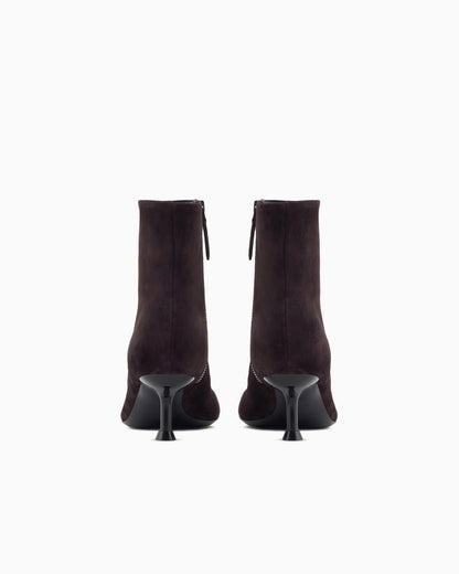 Emporio Armani New York Capsule Collection Suede Ankle Boots With Kitten Heel Brown