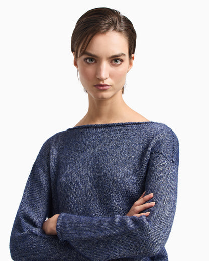 Emporio Armani Winter Urbanism capsule collection asymmetrical jumper in an alpaca blend