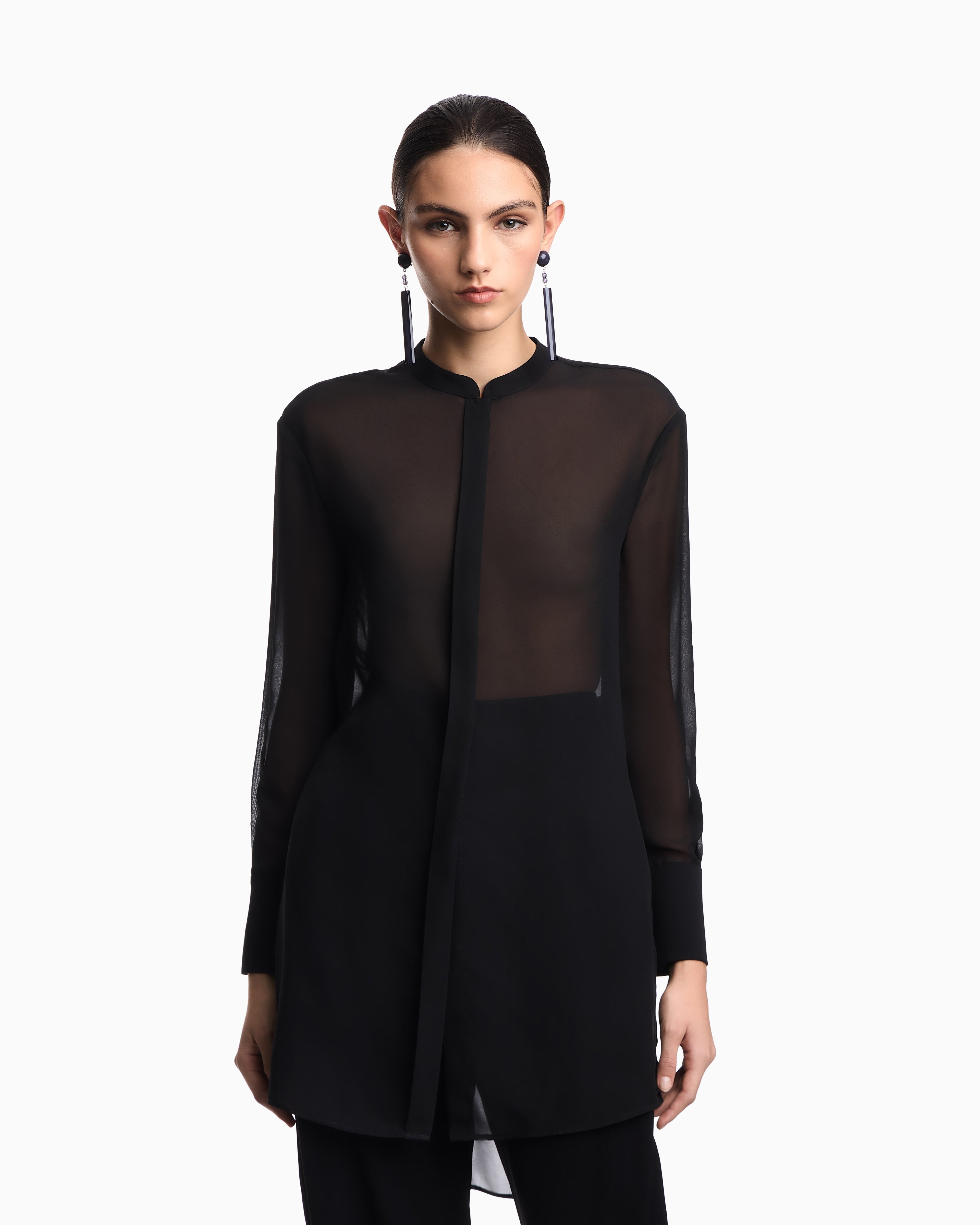 Emporio Armani Technical georgette oversized shirt