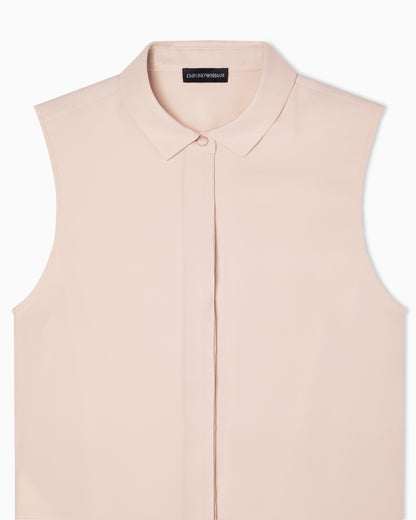 Emporio Armani Sleeveless shirt in technical gabardine