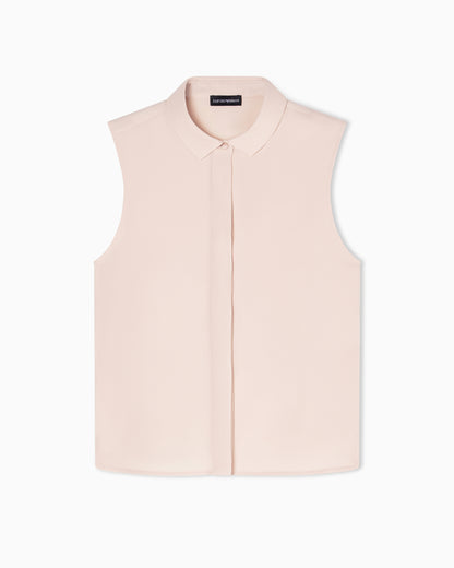 Emporio Armani Sleeveless shirt in technical gabardine