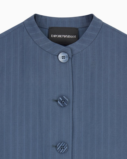 Emporio Armani Pinstriped fluid fabric guru-collar jacket