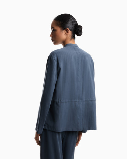 Emporio Armani Pinstriped fluid fabric guru-collar jacket