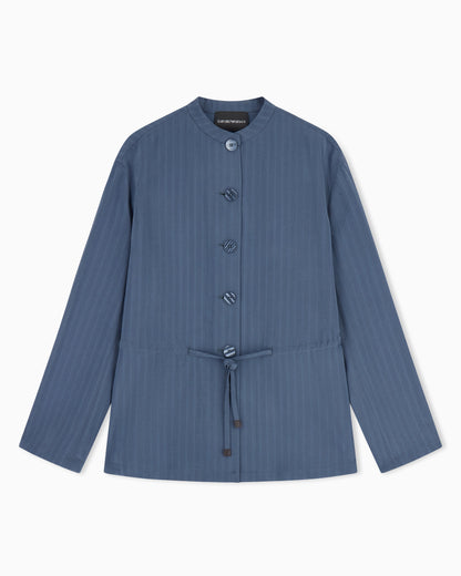 Emporio Armani Pinstriped fluid fabric guru-collar jacket
