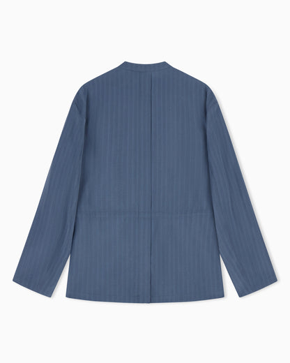 Emporio Armani Pinstriped fluid fabric guru-collar jacket