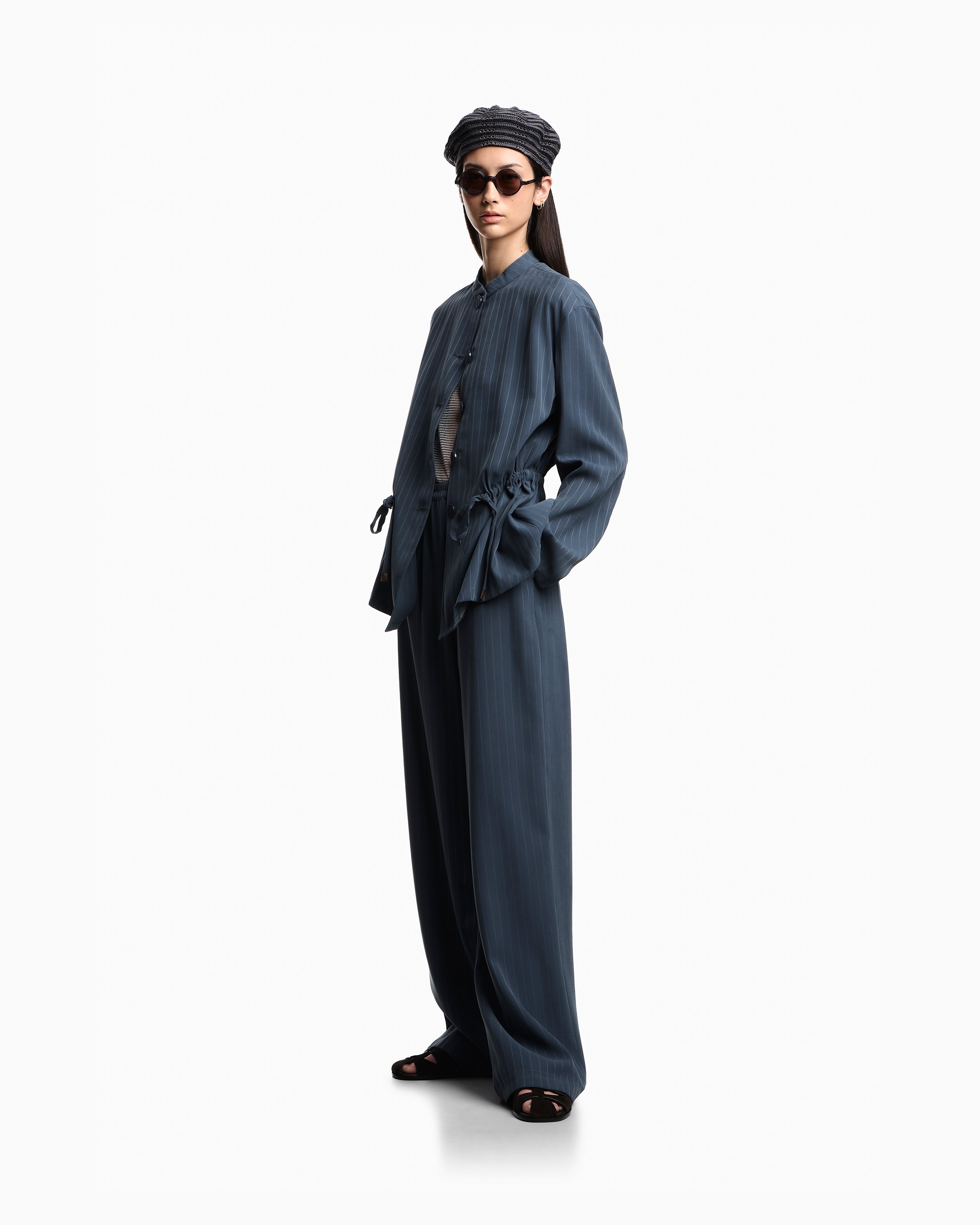 Emporio Armani Pinstriped flowing fabric trousers