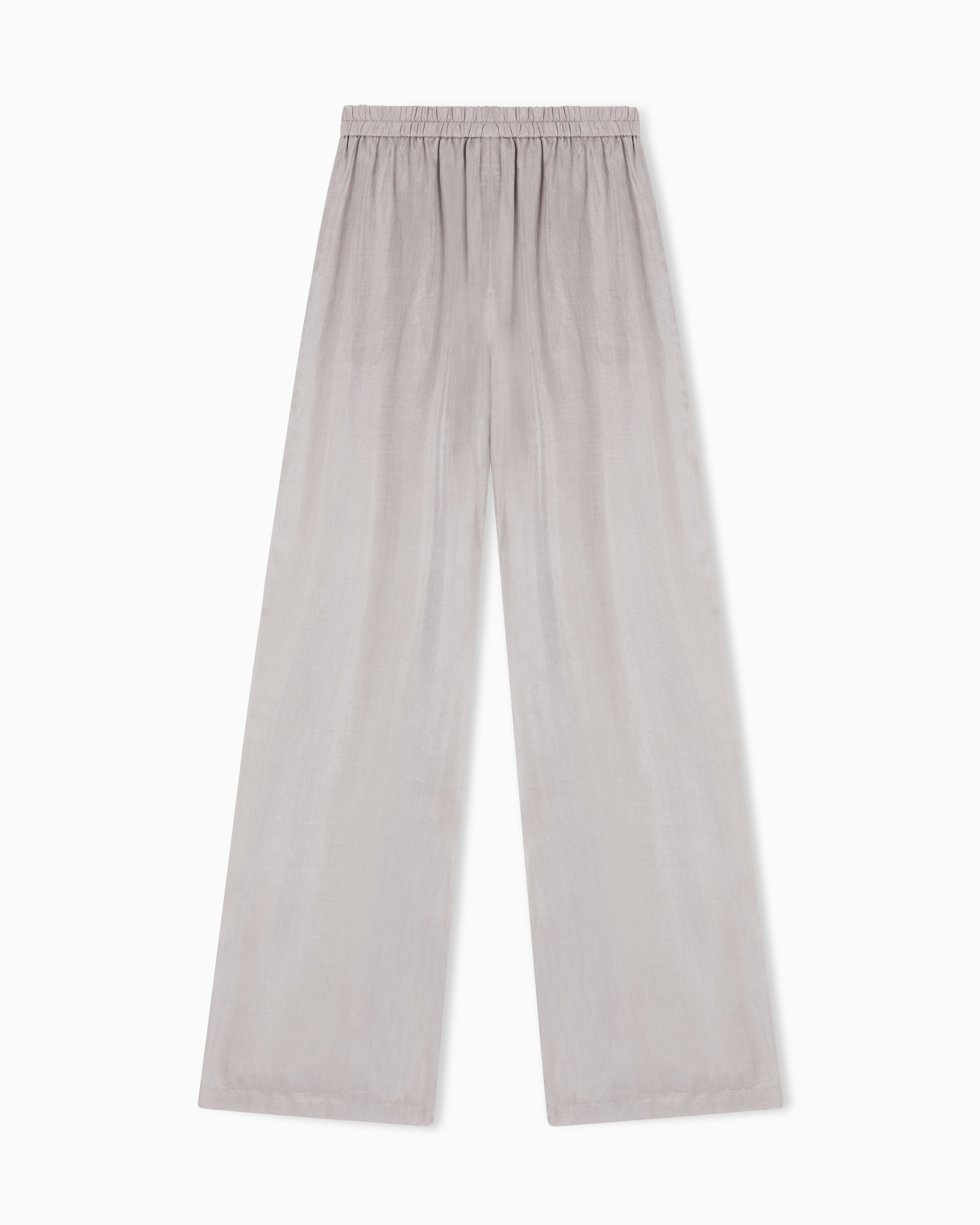Emporio Armani Elasticated-waist trousers in flowing washed Lyocell