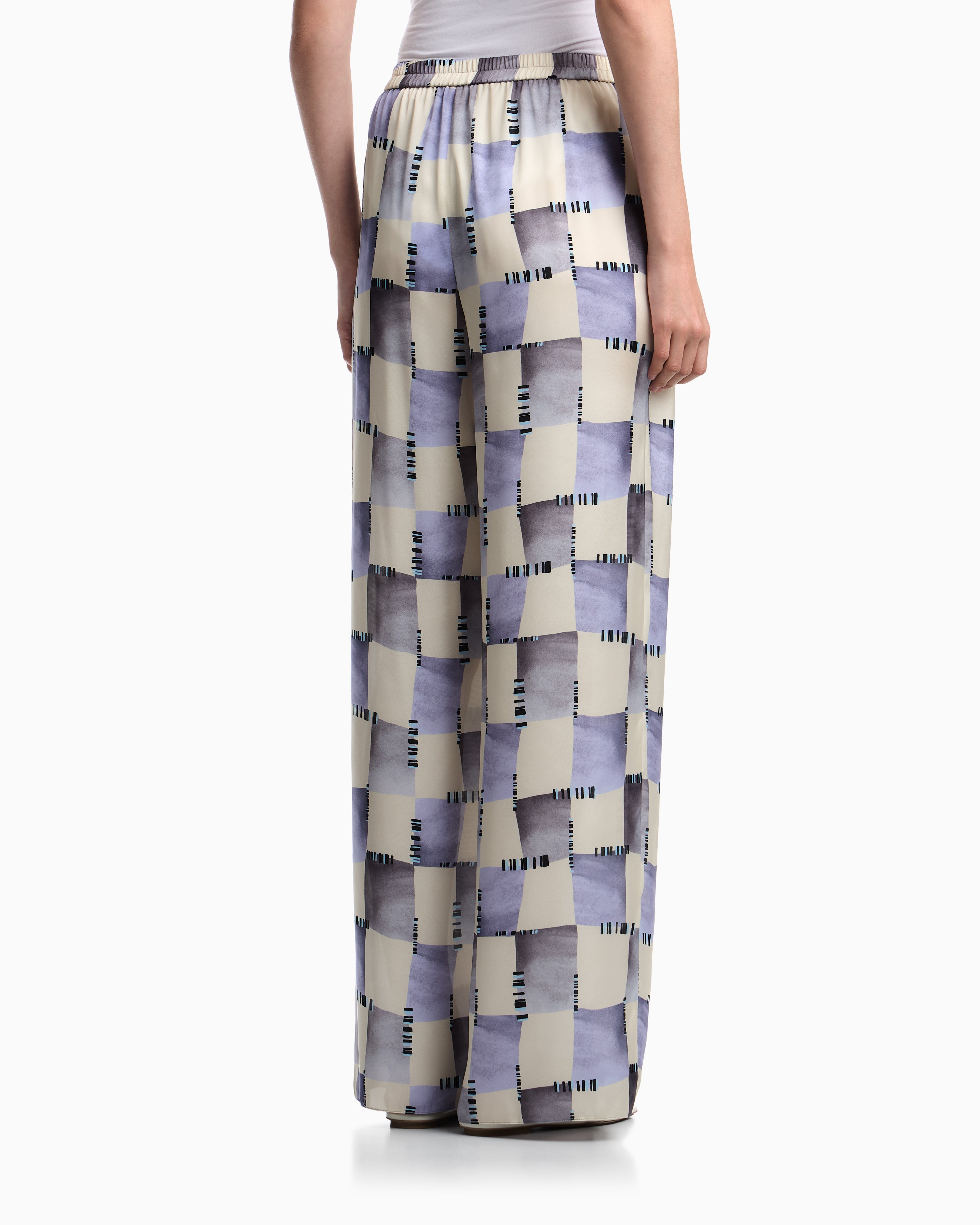Emporio Armani Satin trousers with check print