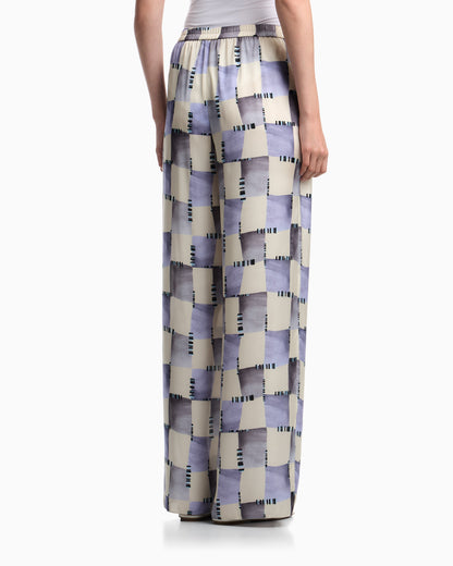 Emporio Armani Satin trousers with check print