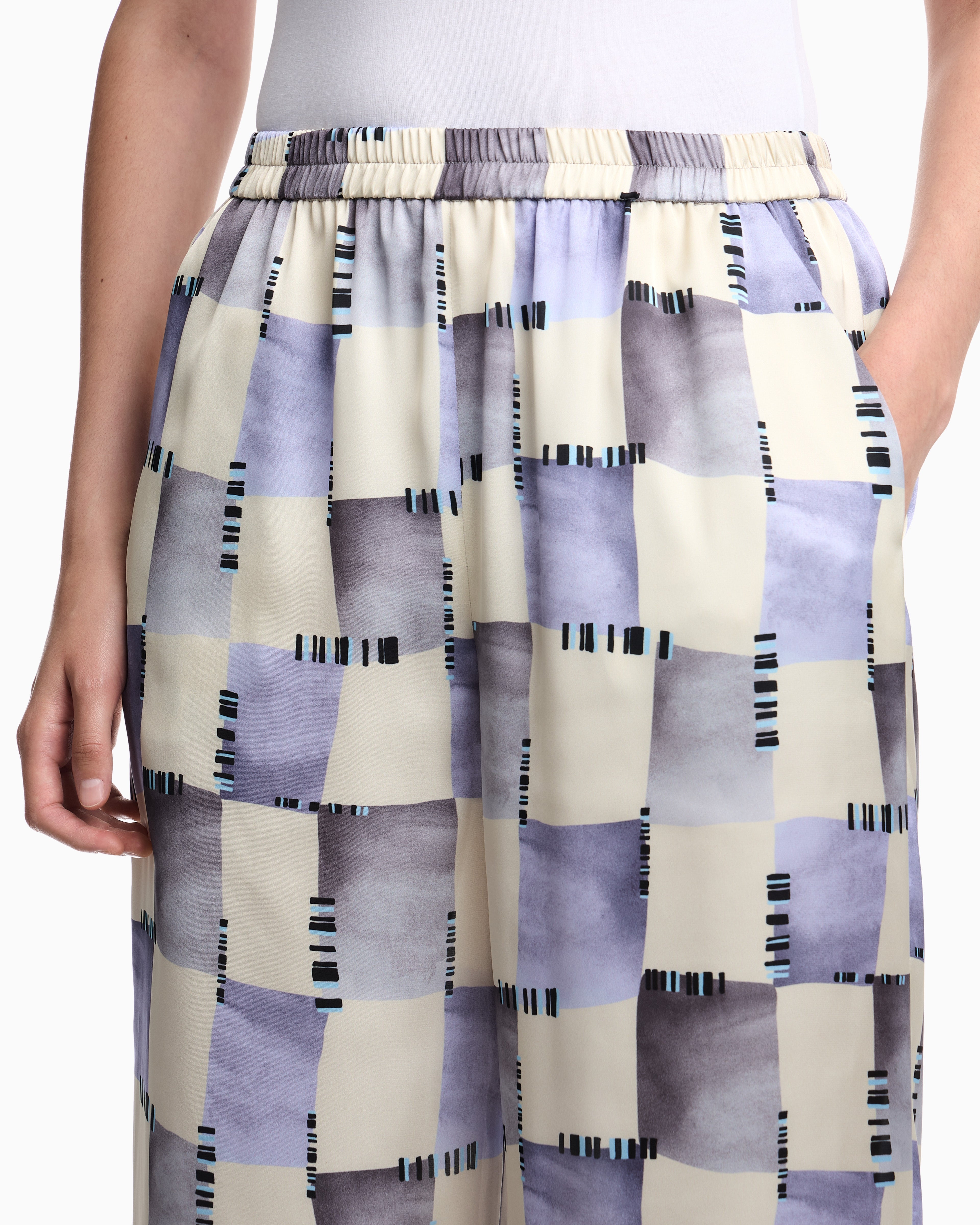 Emporio Armani Satin trousers with check print