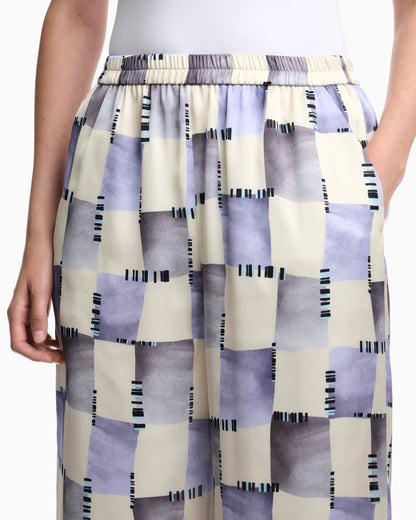 Emporio Armani Satin trousers with check print