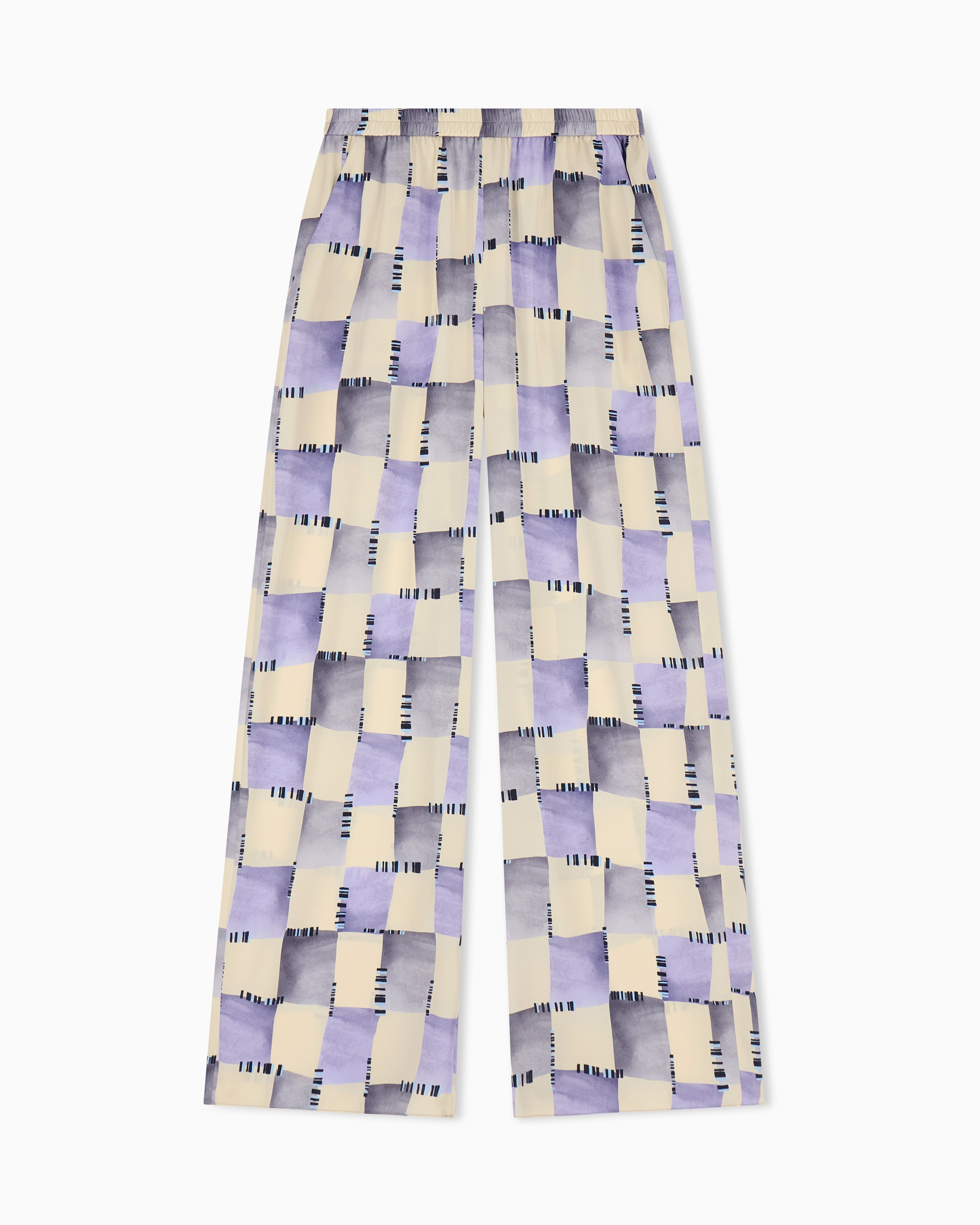 Emporio Armani Satin trousers with check print
