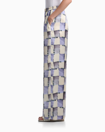 Emporio Armani Satin trousers with check print