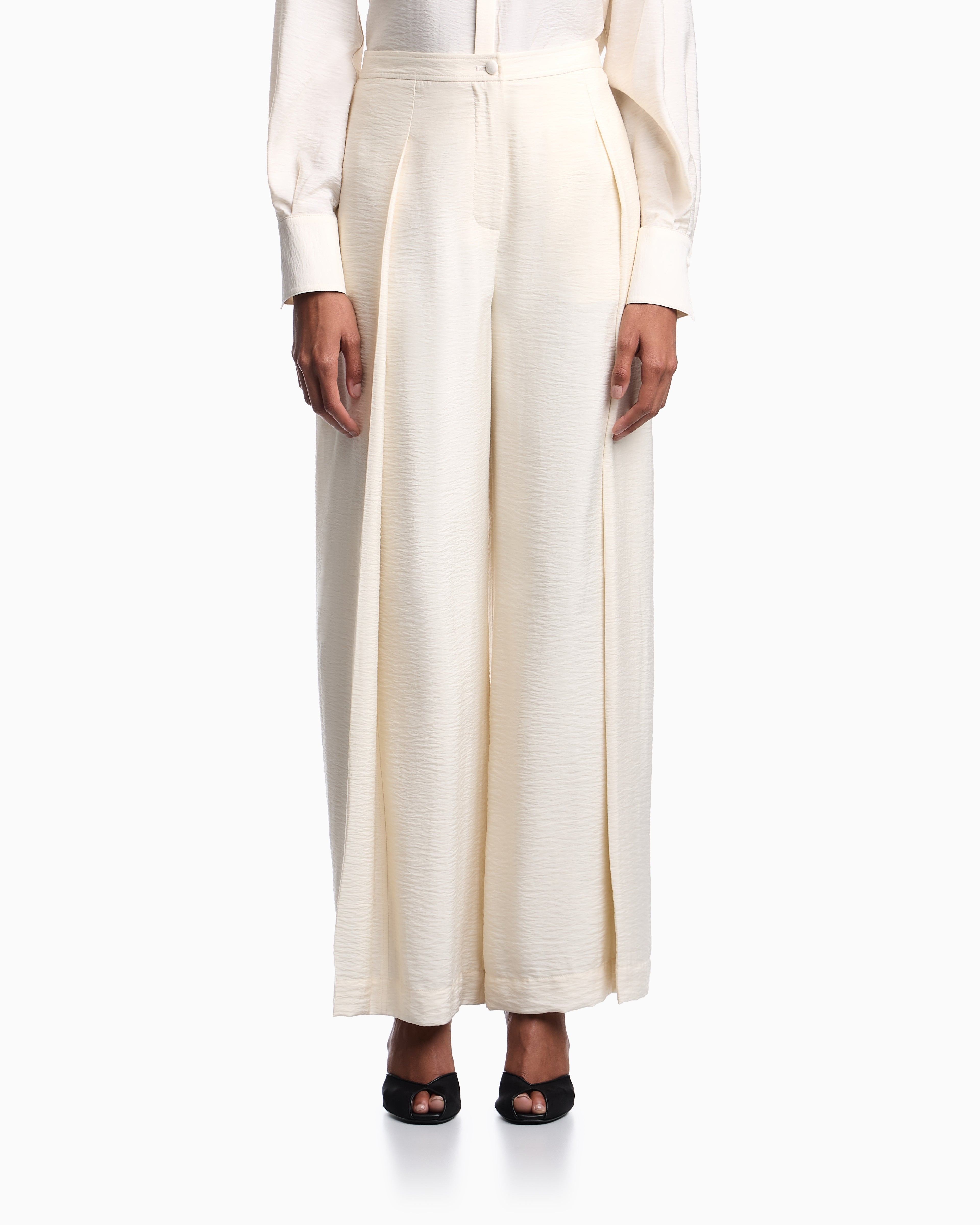 Emporio Armani Wide-leg trousers in technical rayon