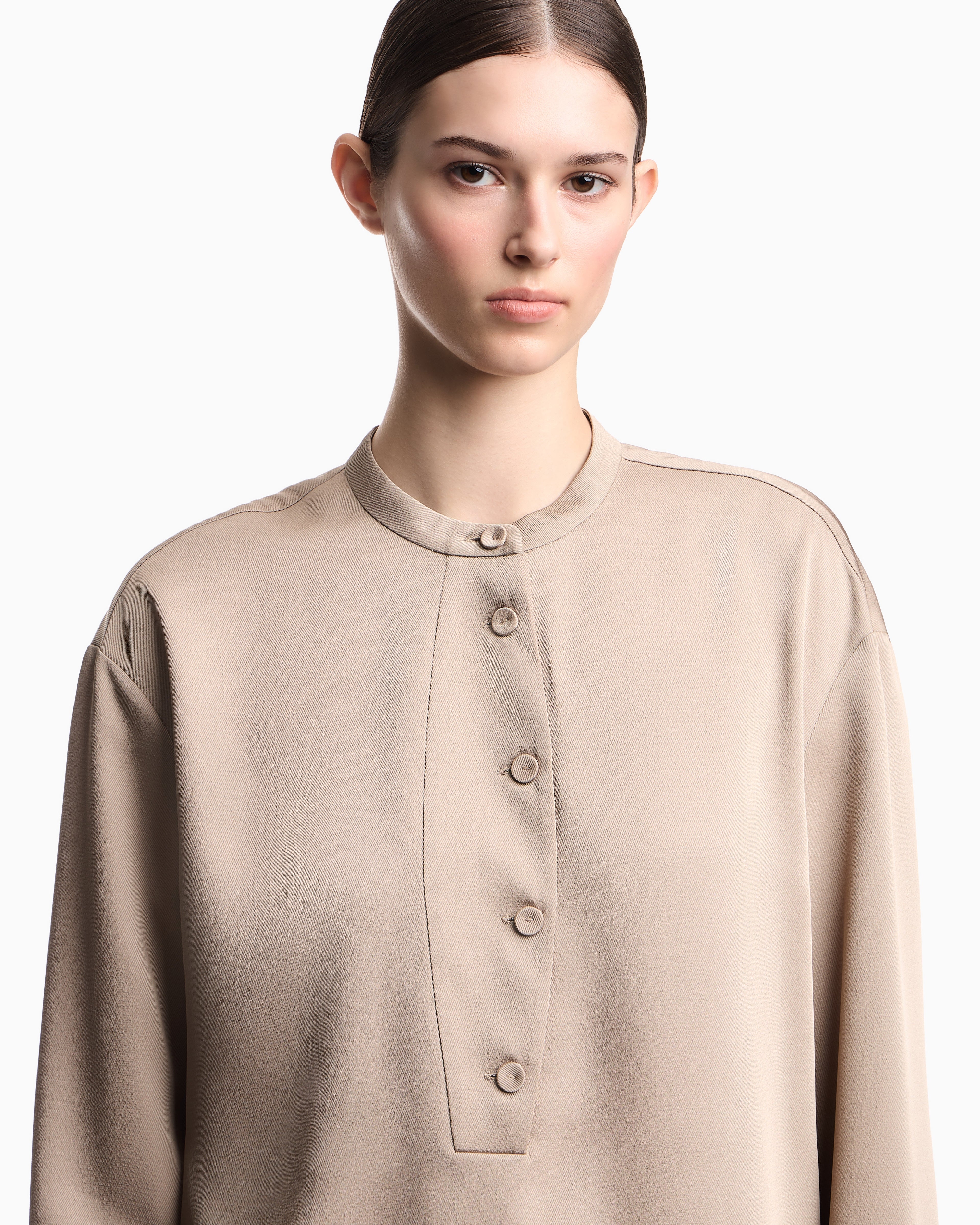 Emporio Armani Shirt with partial buttoning in twill crêpe