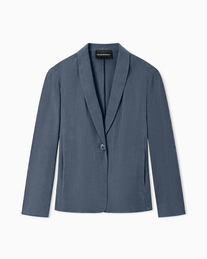 Emporio Armani Washed twill single-breasted jacket with shawl collar