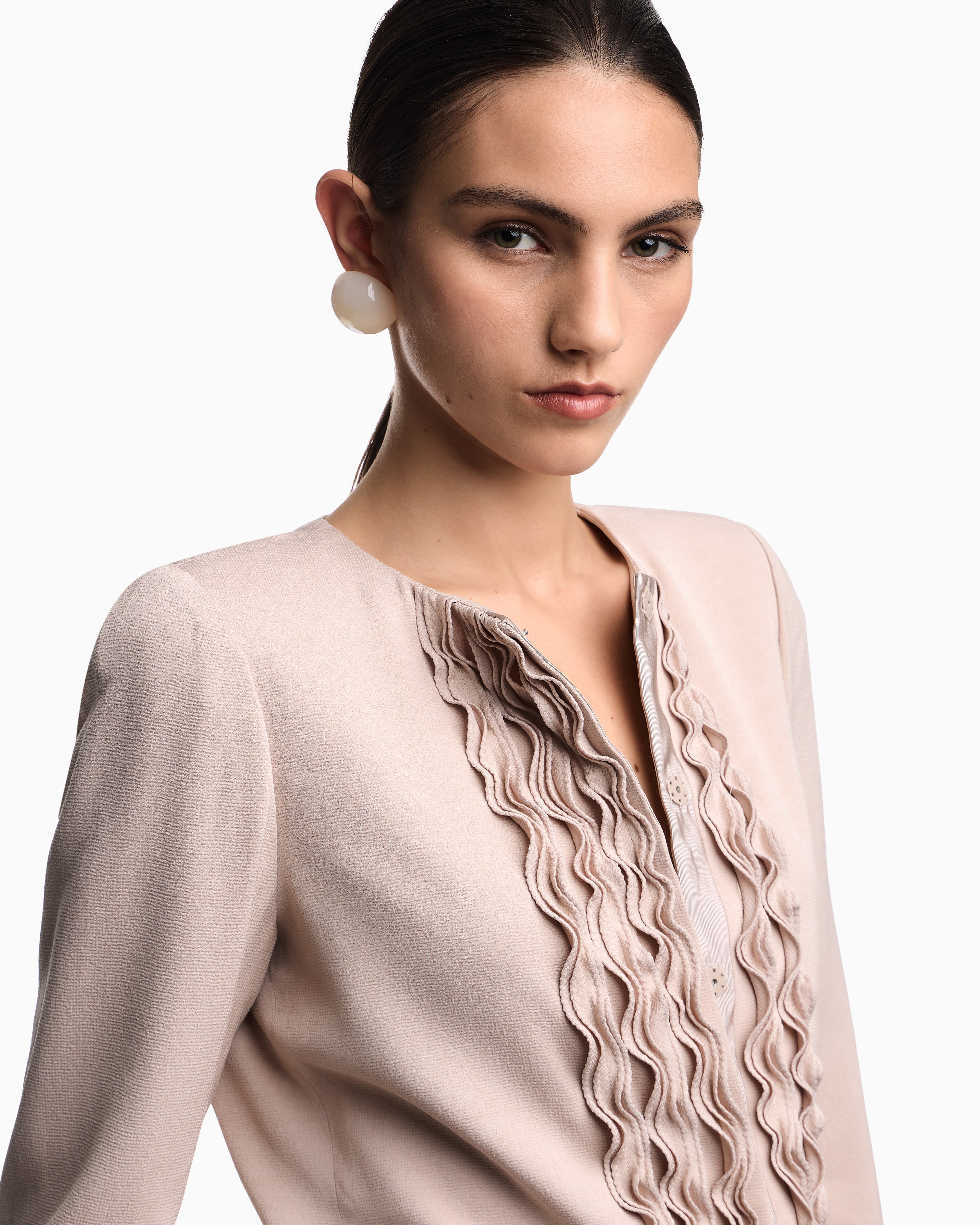 Emporio Armani Armure fabric jacket with ruffles