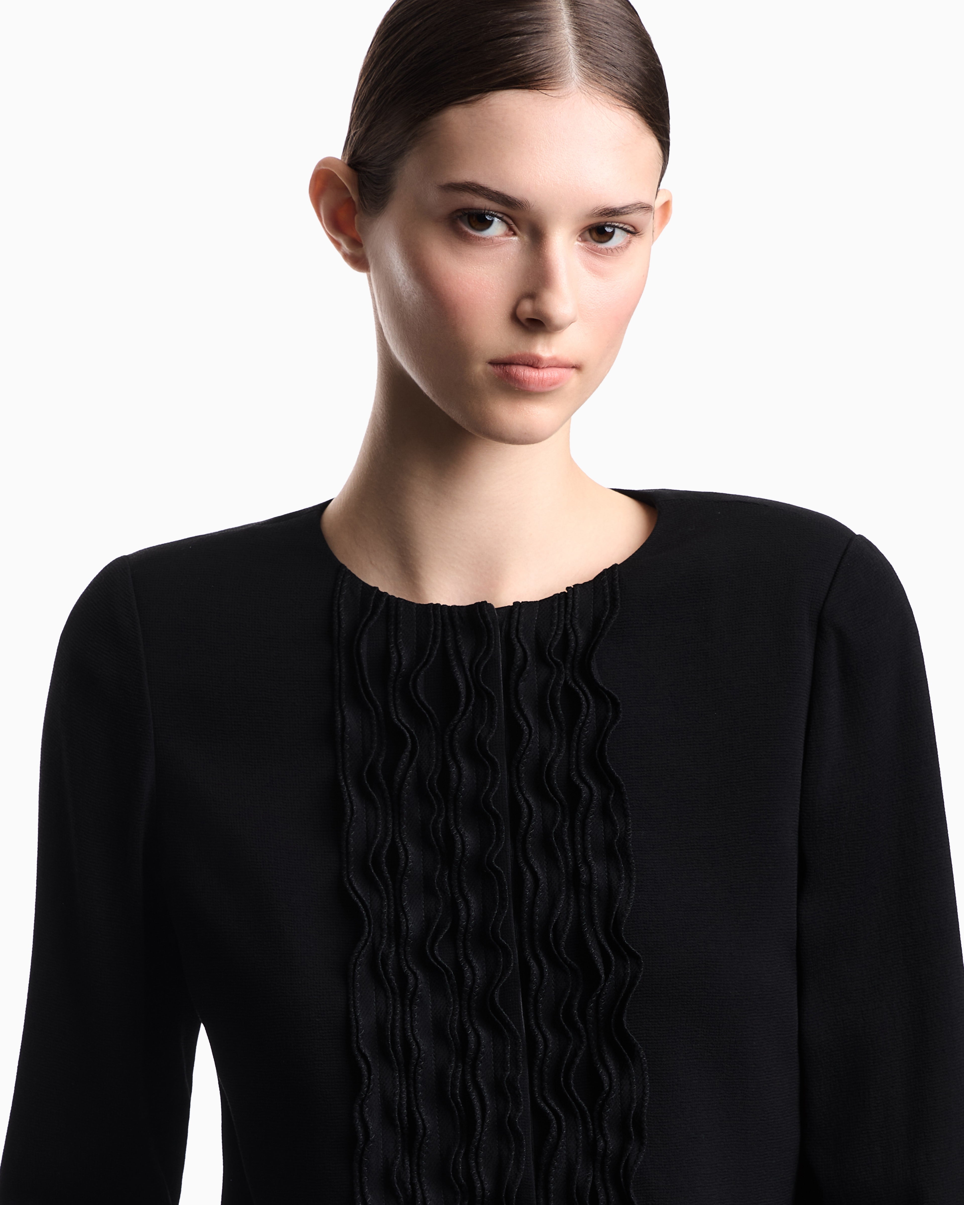 Emporio Armani Armure fabric jacket with ruffles