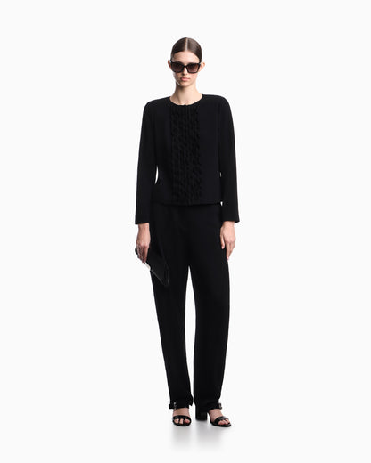 Emporio Armani Armure fabric jacket with ruffles