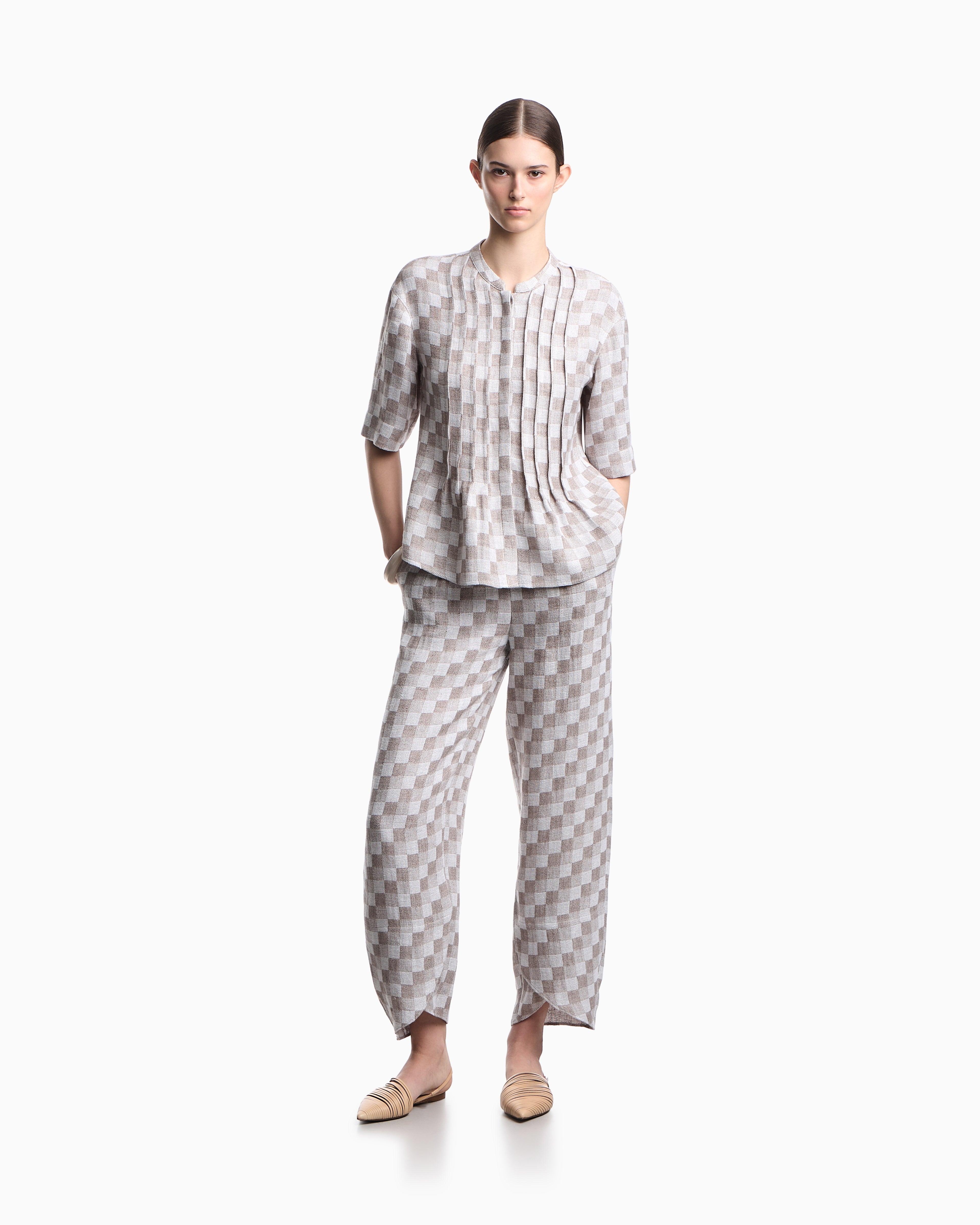 Emporio Armani Check linen gauze shirt