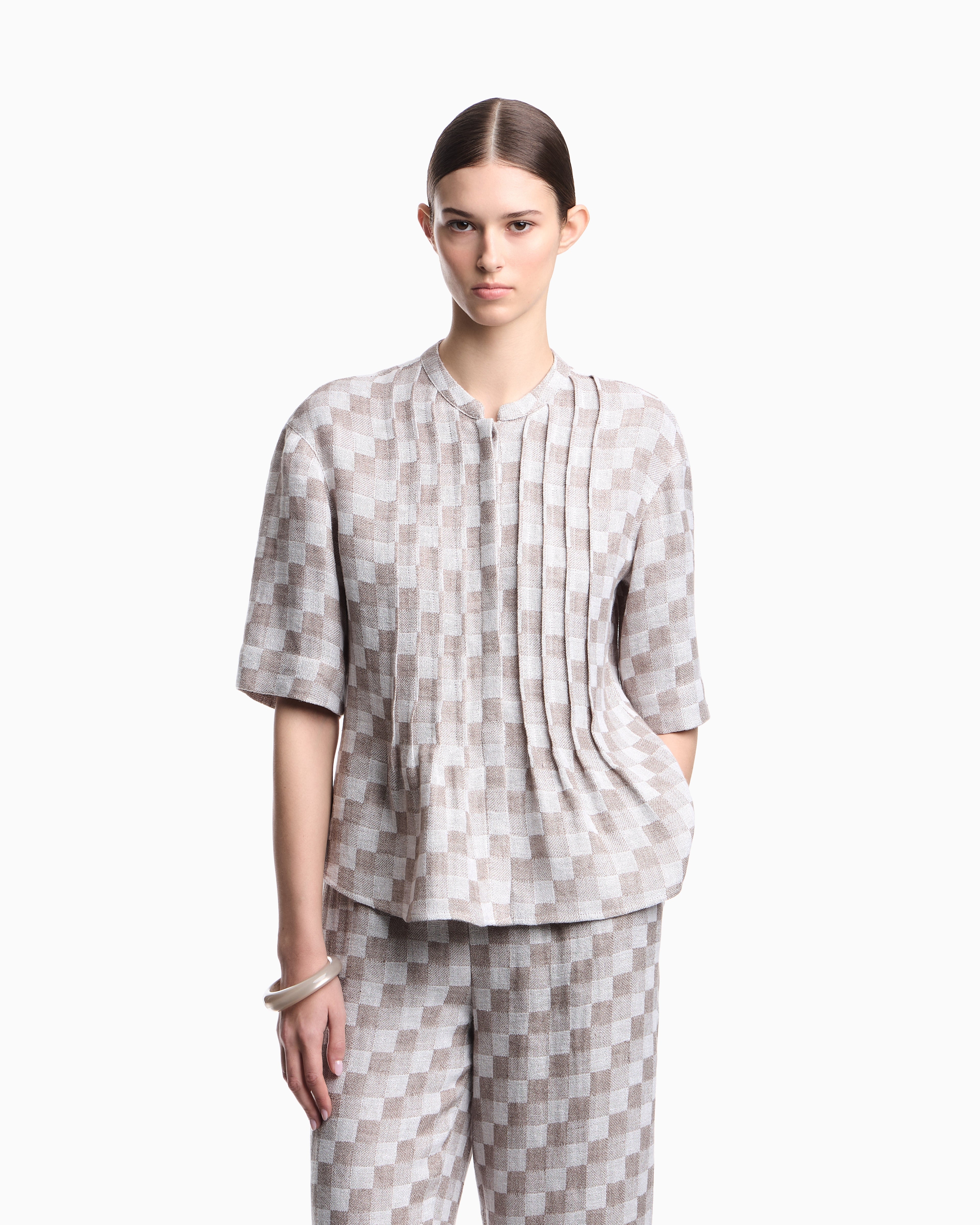 Emporio Armani Check linen gauze shirt