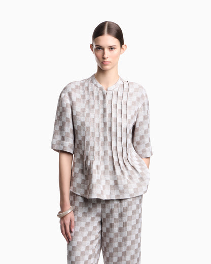 Emporio Armani Check linen gauze shirt
