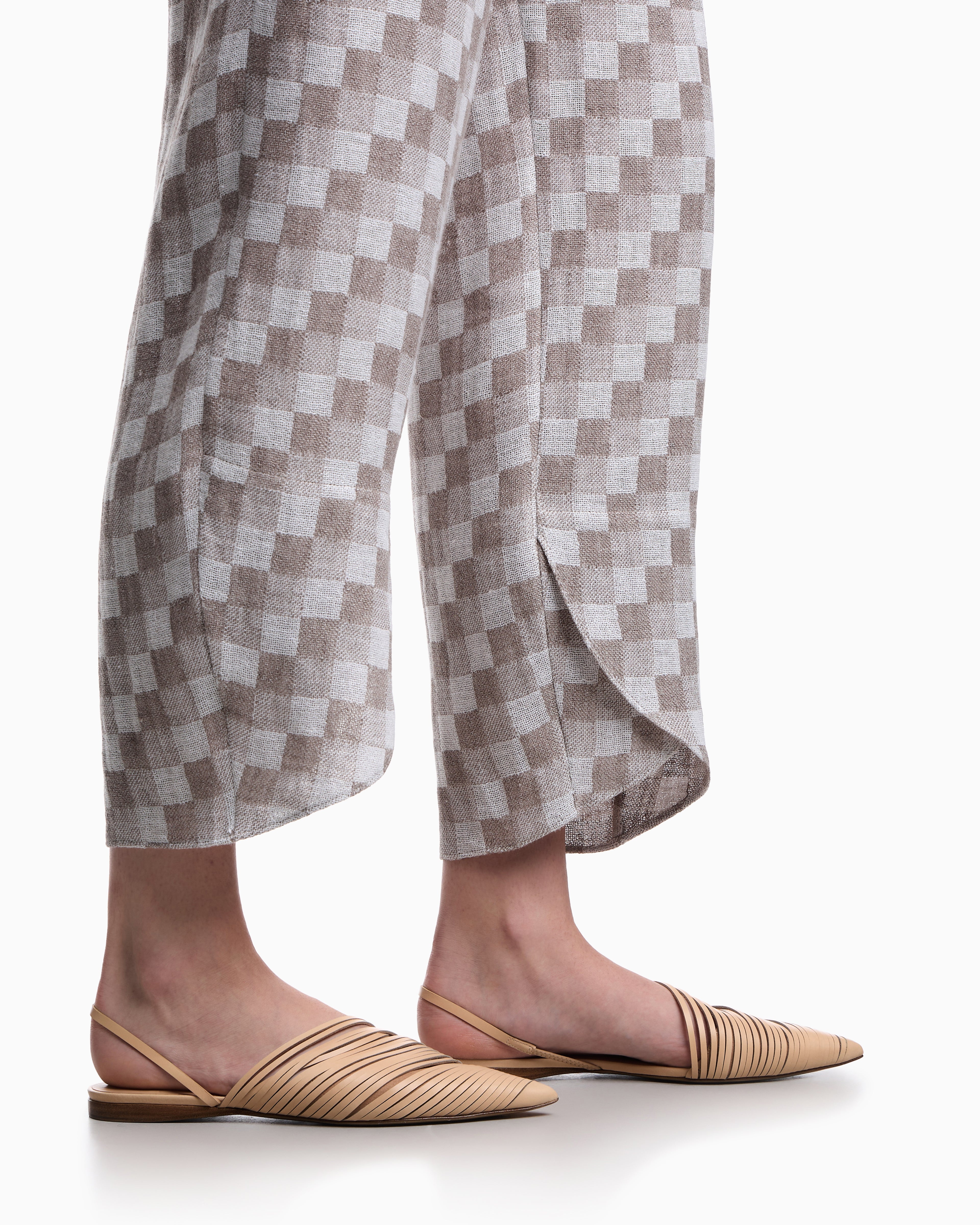 Emporio Armani Check linen gauze trousers