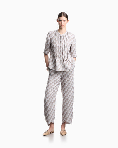 Emporio Armani Check linen gauze trousers