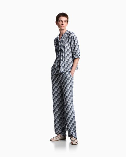 Emporio Armani Check linen gauze trousers