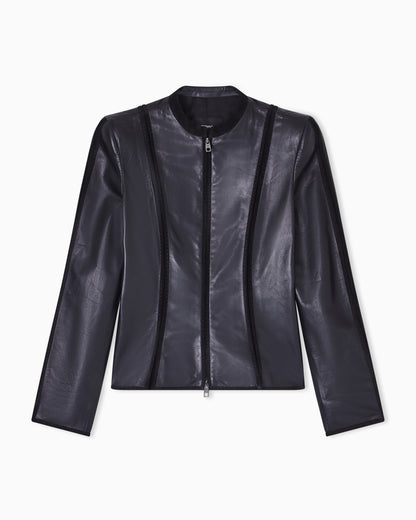Emporio Armani glove nappa leather jacket with suede piping