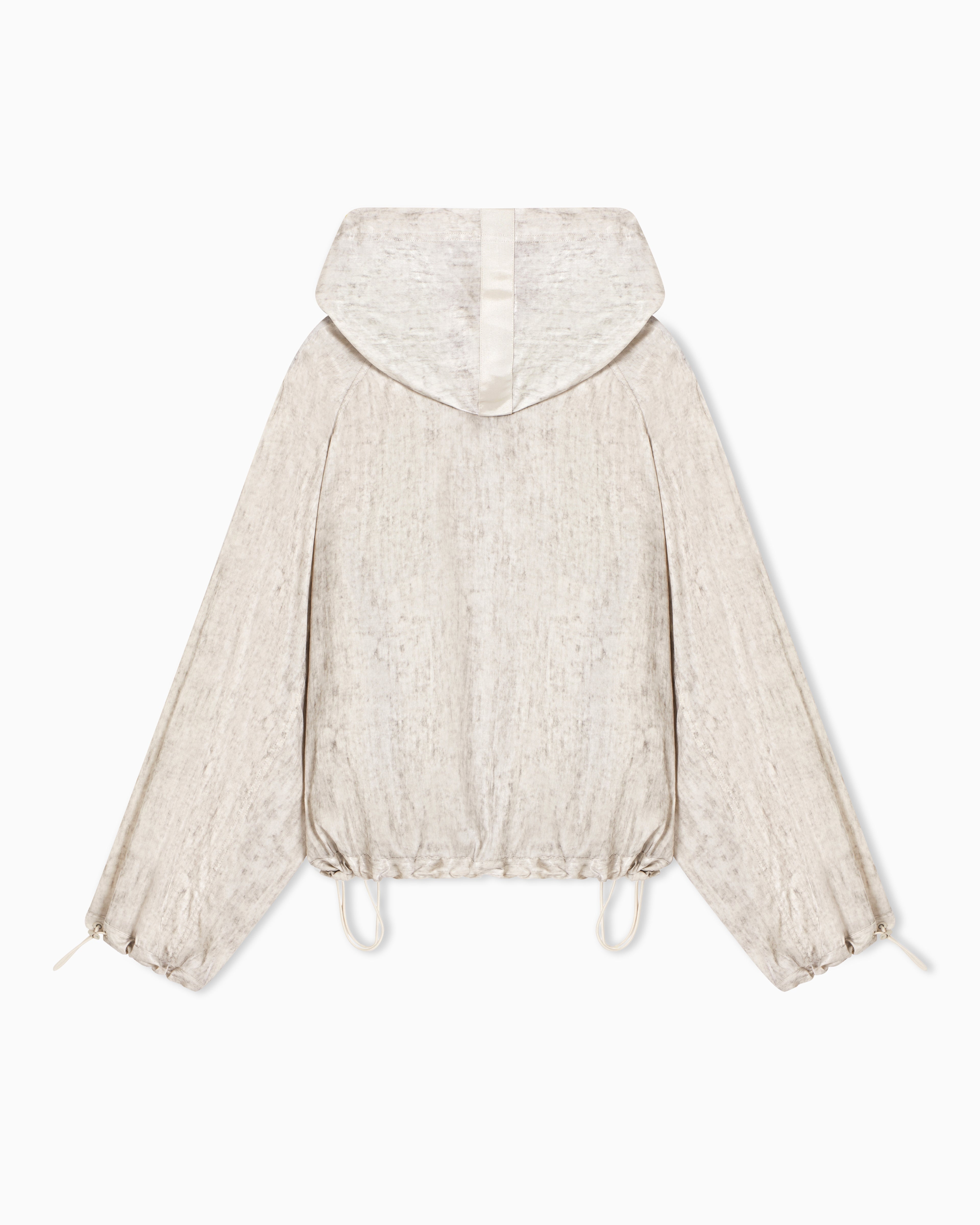 Emporio Armani Hooded blouson in a flowing fabric with a mottled-effect print