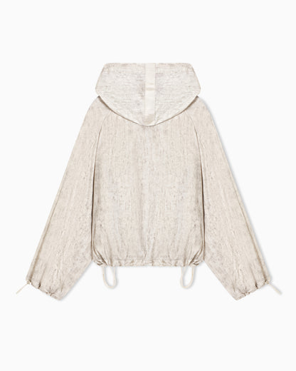 Emporio Armani Hooded blouson in a flowing fabric with a mottled-effect print