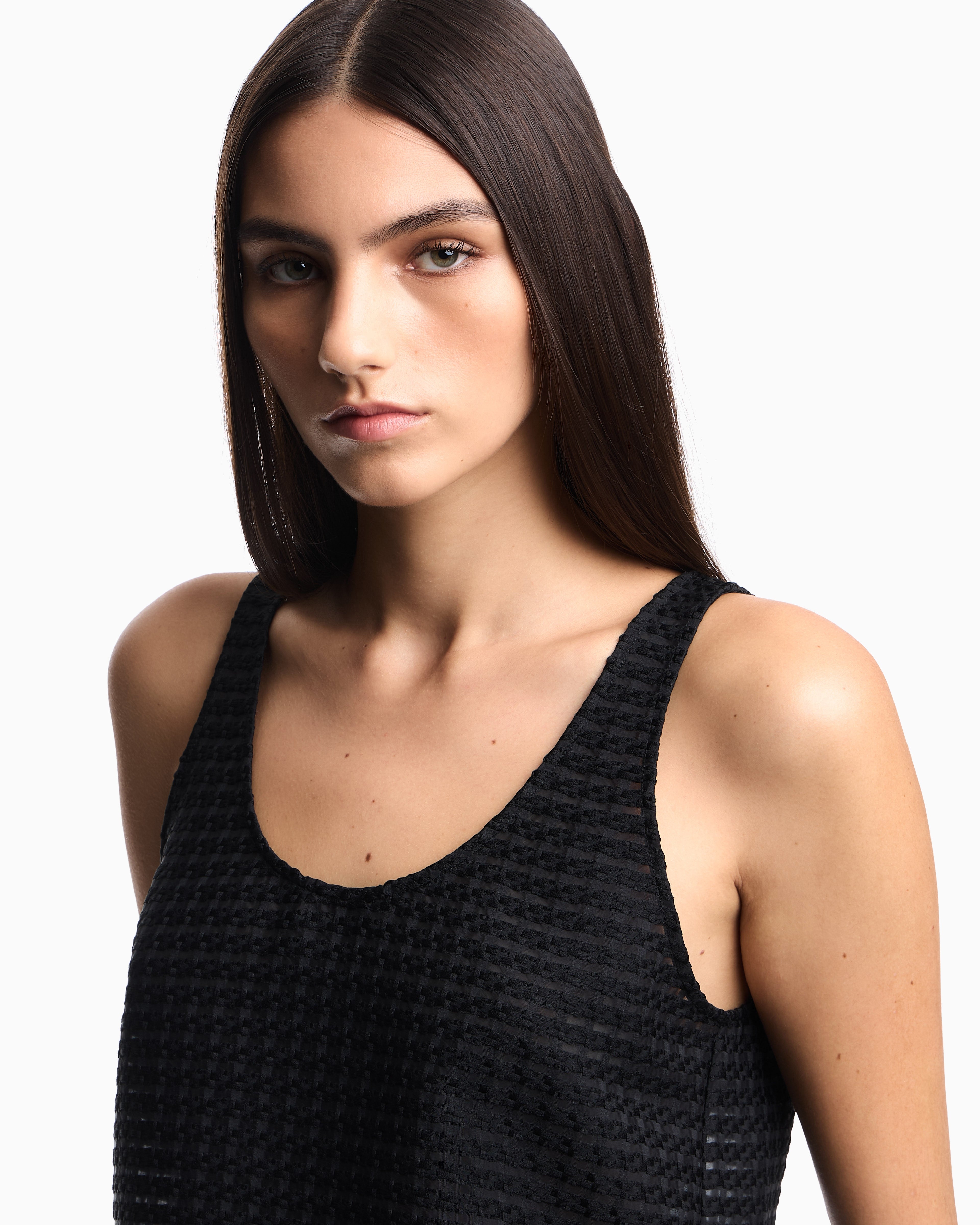 Emporio Armani 3D gingham jacquard top