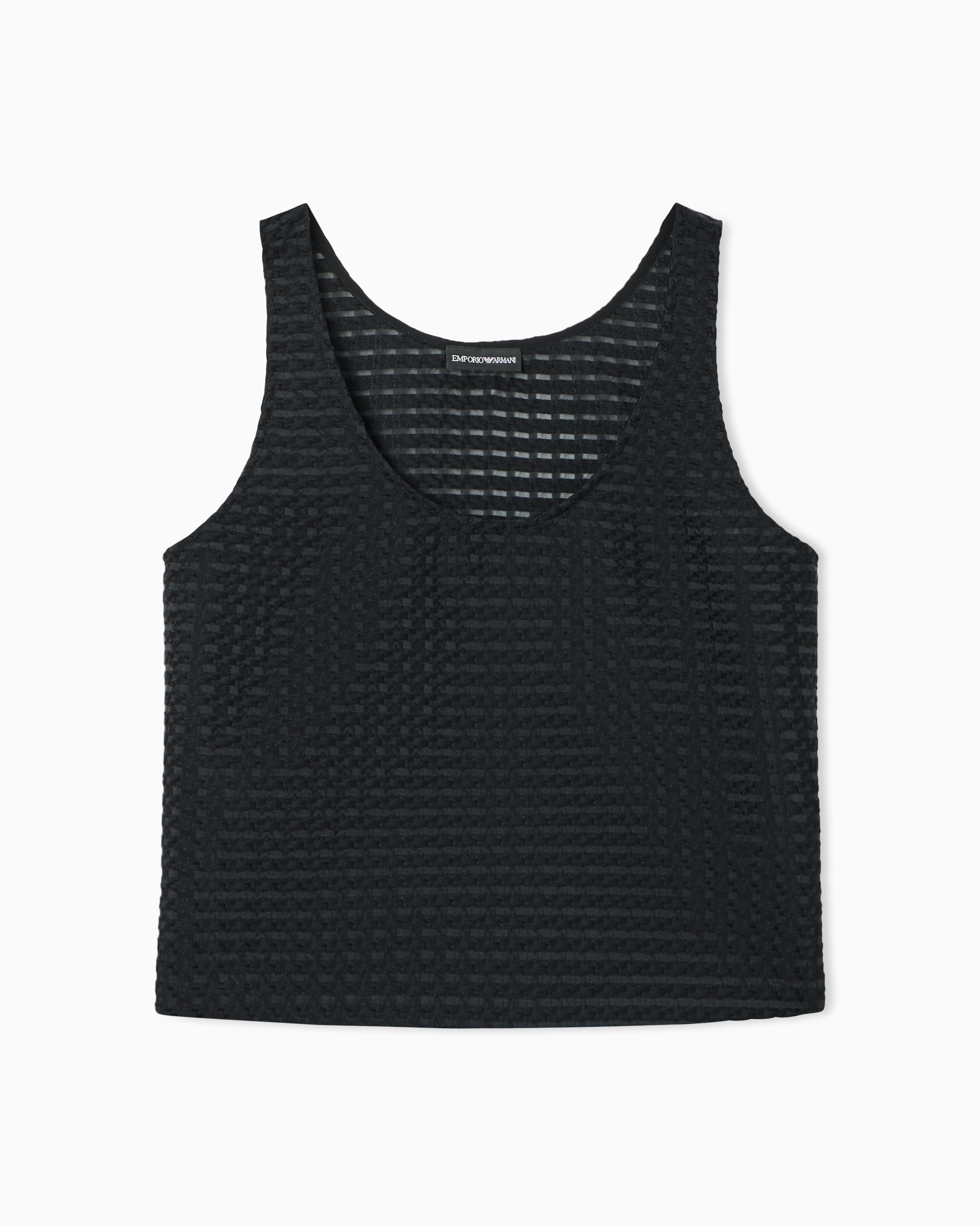 Emporio Armani 3D gingham jacquard top