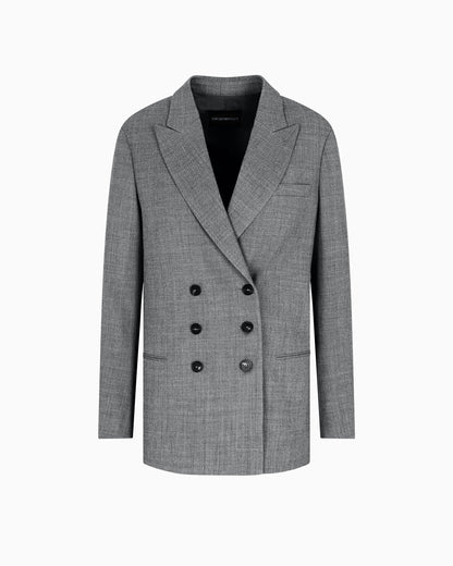 Emporio Armani Double-breasted blazer in mouliné wool crêpe