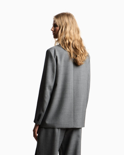 Emporio Armani Double-breasted blazer in mouliné wool crêpe