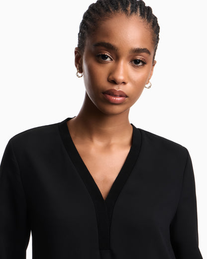 Emporio Armani Flowing crêpe V-neck blouse