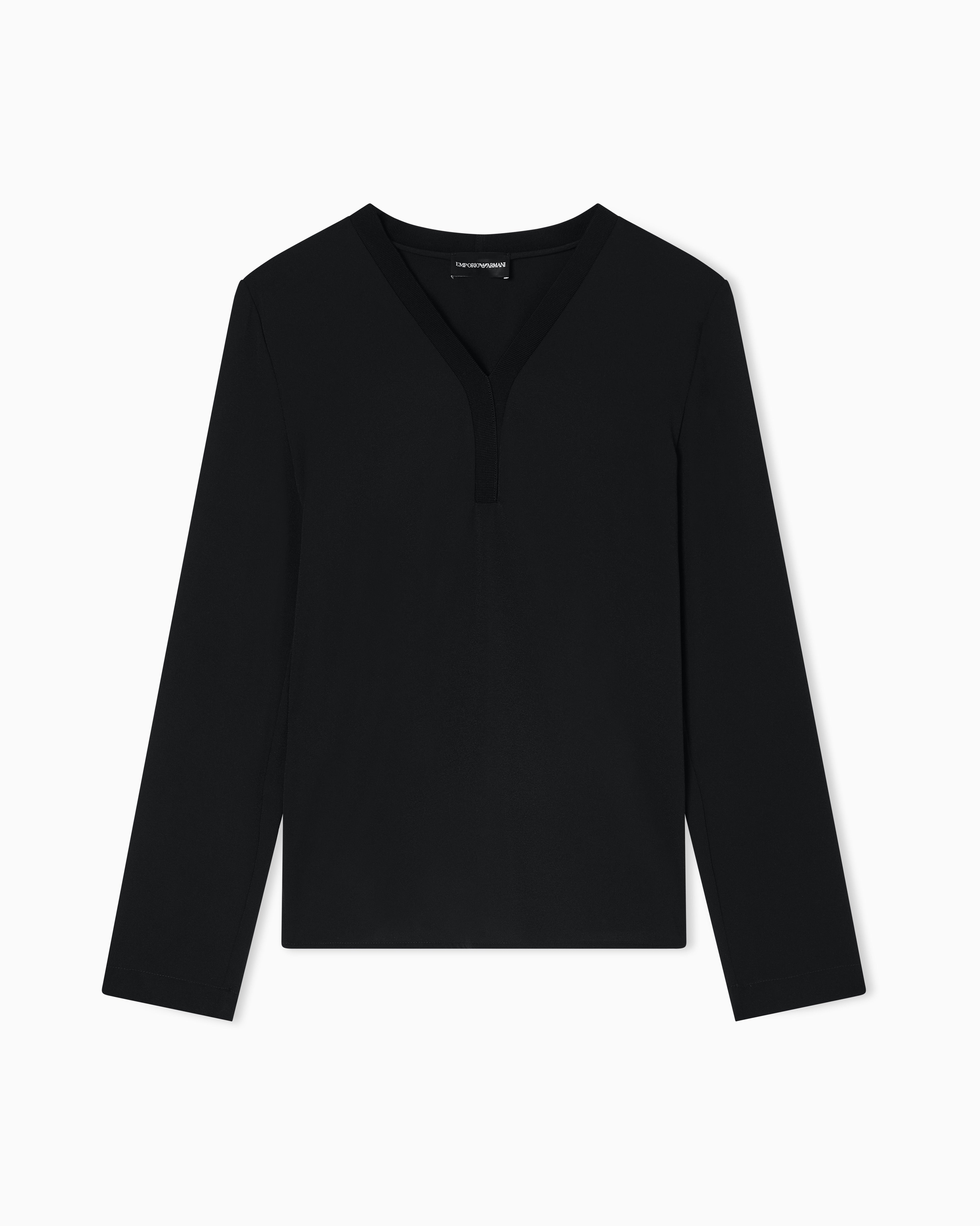 Emporio Armani Flowing crêpe V-neck blouse