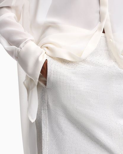 Emporio Armani Long drill skirt with all-over micro studs