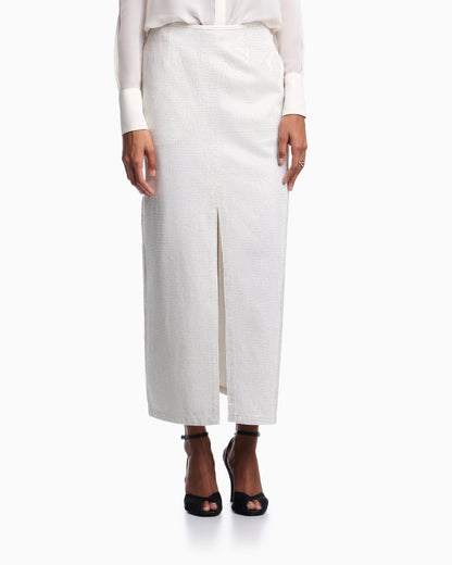 Emporio Armani Long drill skirt with all-over micro studs