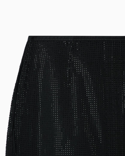Emporio Armani Long drill skirt with all-over micro studs