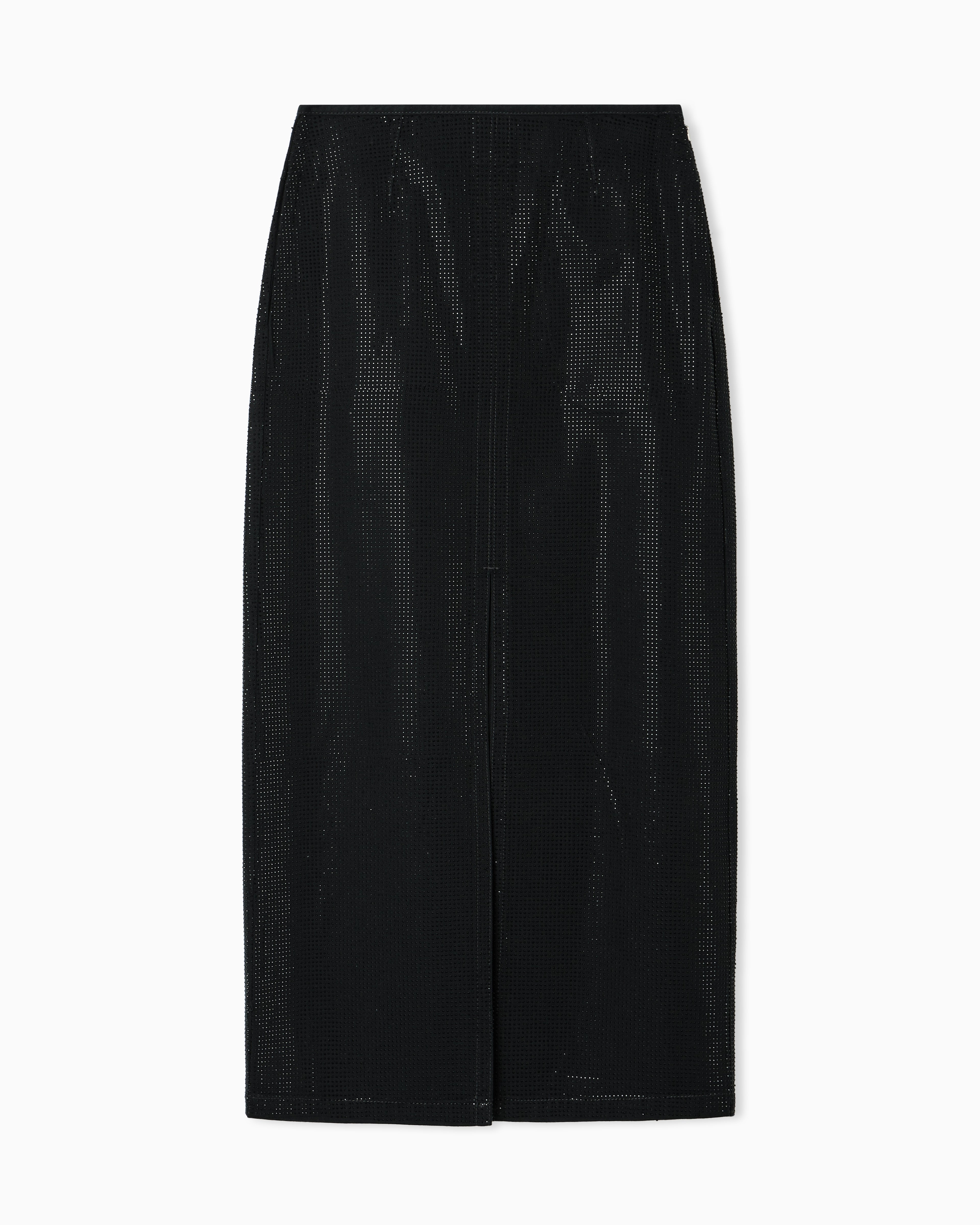 Emporio Armani Long drill skirt with all-over micro studs