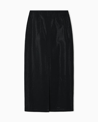 Emporio Armani Long drill skirt with all-over micro studs