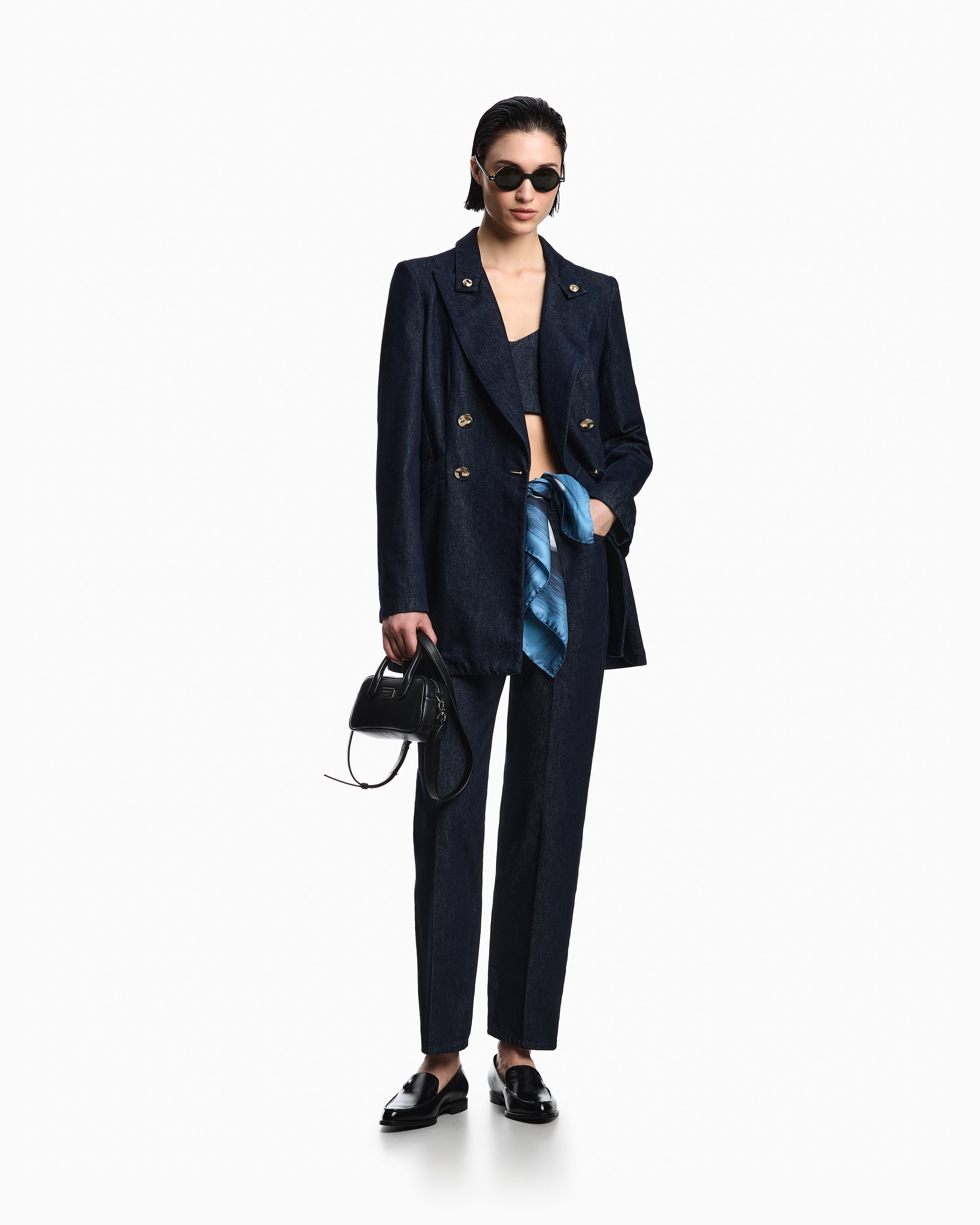 Emporio Armani Double-breasted blazer in 11 oz denim