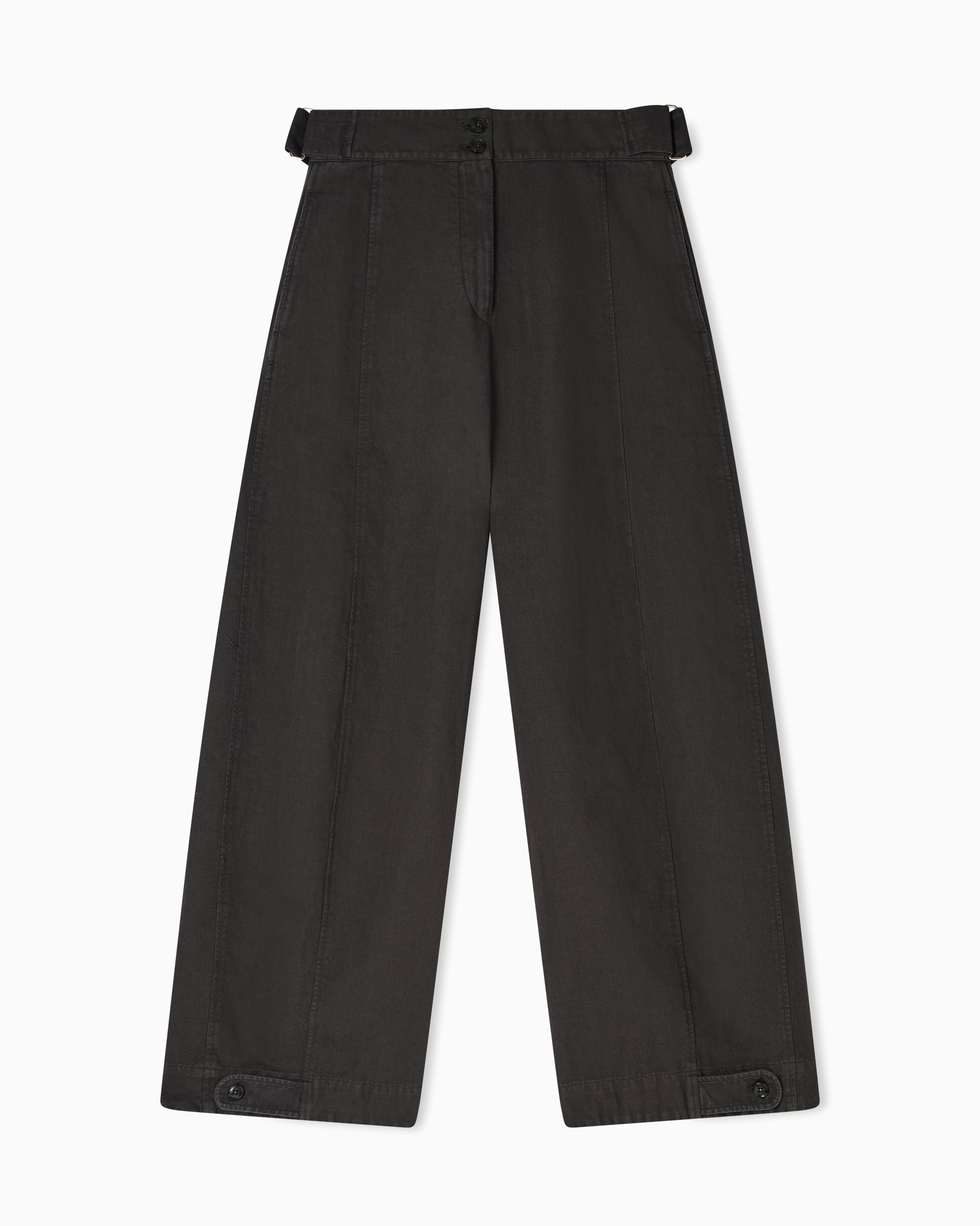 Emporio Armani Garment-dyed linen-blend oval-leg trousers